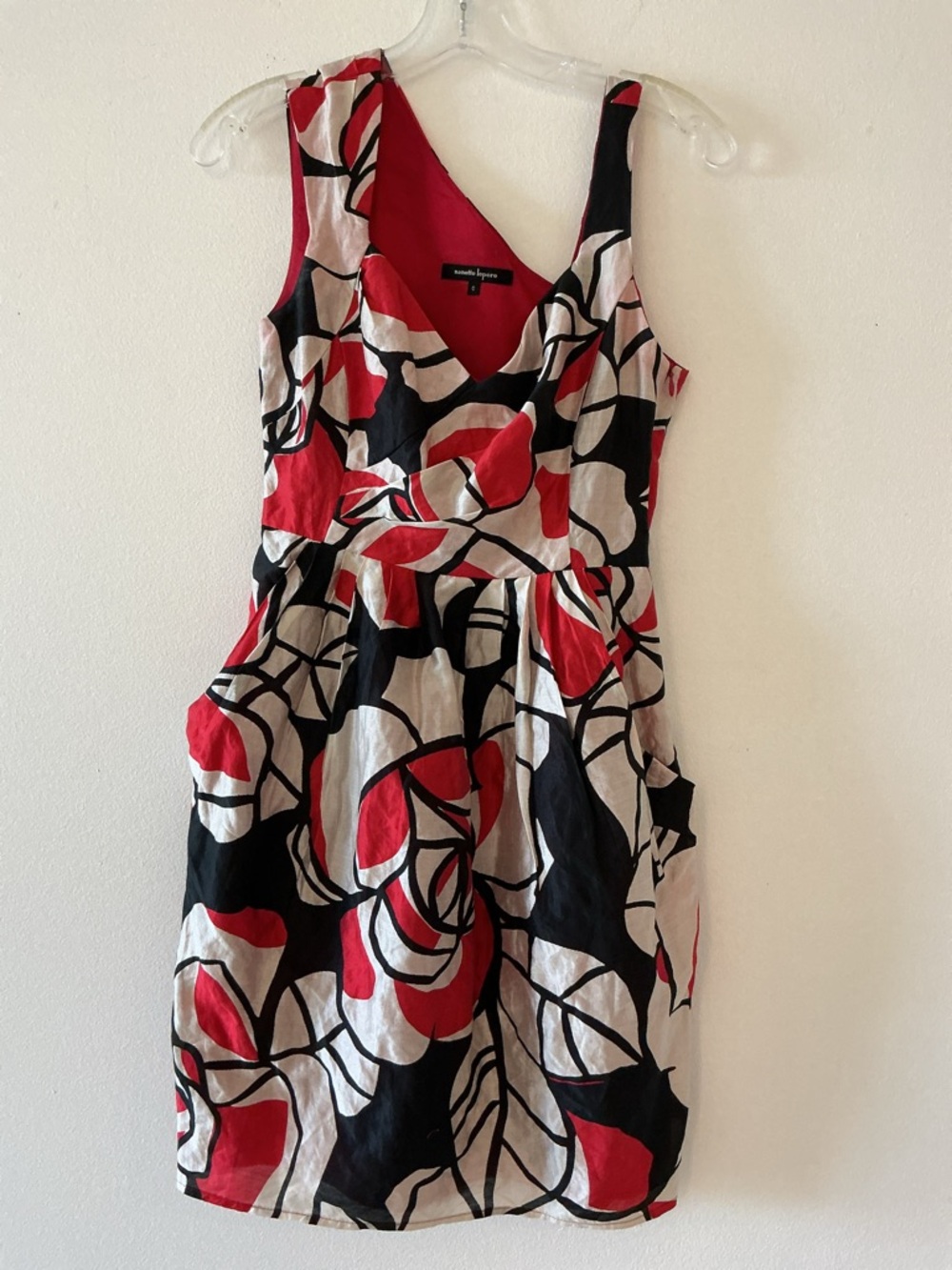 Nanette  Lepore Silk Red & Black Sleeveless Dress Sz 0